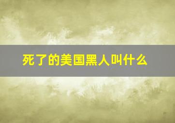 死了的美国黑人叫什么