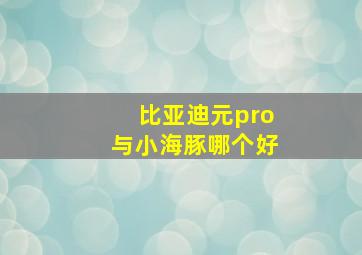 比亚迪元pro与小海豚哪个好