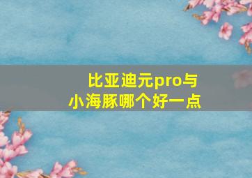 比亚迪元pro与小海豚哪个好一点