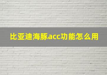 比亚迪海豚acc功能怎么用