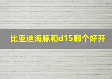 比亚迪海豚和d15哪个好开