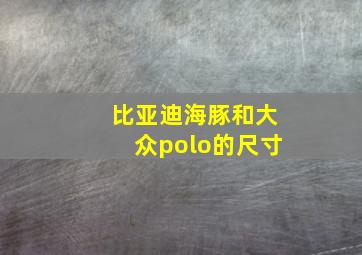 比亚迪海豚和大众polo的尺寸