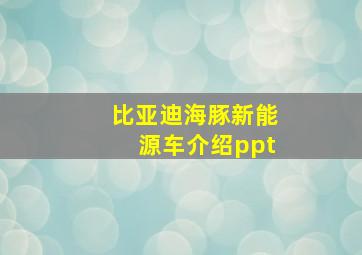 比亚迪海豚新能源车介绍ppt