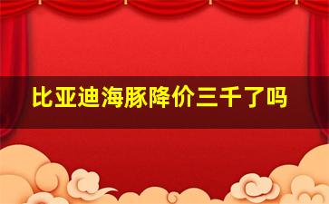 比亚迪海豚降价三千了吗