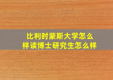 比利时蒙斯大学怎么样读博士研究生怎么样