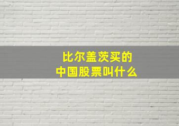 比尔盖茨买的中国股票叫什么