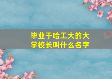 毕业于哈工大的大学校长叫什么名字