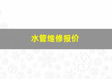 水管维修报价