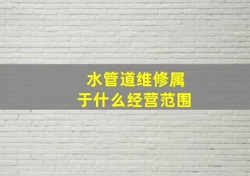 水管道维修属于什么经营范围