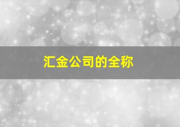 汇金公司的全称