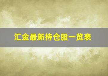 汇金最新持仓股一览表