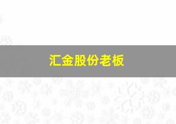 汇金股份老板