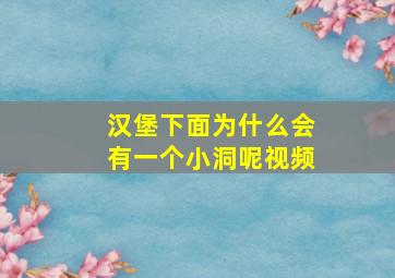 汉堡下面为什么会有一个小洞呢视频