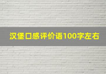 汉堡口感评价语100字左右