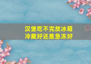 汉堡吃不完放冰箱冷藏好还是急冻好