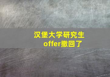 汉堡大学研究生offer撤回了