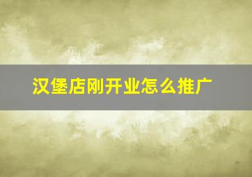 汉堡店刚开业怎么推广