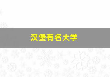 汉堡有名大学