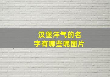 汉堡洋气的名字有哪些呢图片