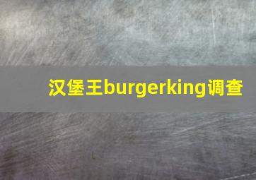 汉堡王burgerking调查