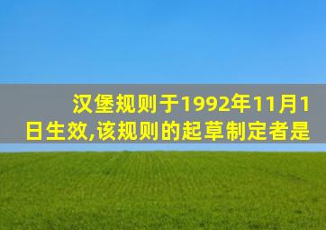 汉堡规则于1992年11月1日生效,该规则的起草制定者是