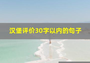 汉堡评价30字以内的句子