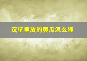 汉堡里放的黄瓜怎么腌