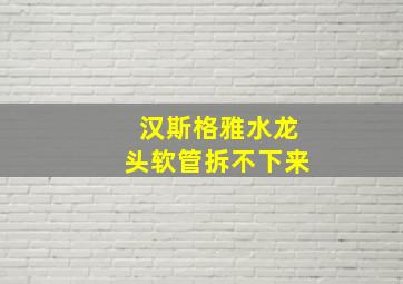 汉斯格雅水龙头软管拆不下来