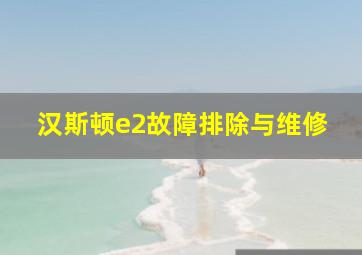 汉斯顿e2故障排除与维修