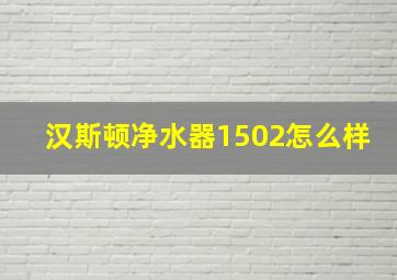 汉斯顿净水器1502怎么样