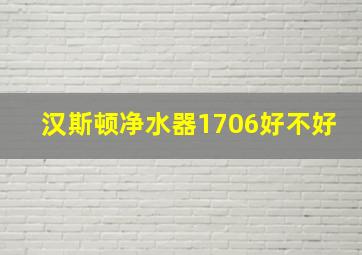 汉斯顿净水器1706好不好