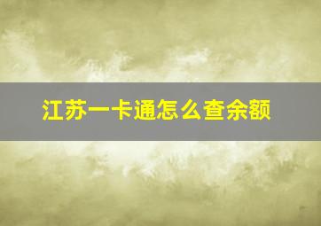 江苏一卡通怎么查余额