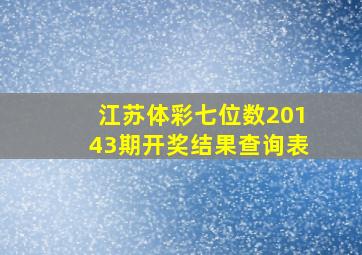 江苏体彩七位数20143期开奖结果查询表