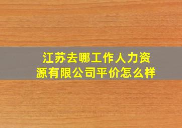 江苏去哪工作人力资源有限公司平价怎么样