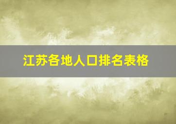 江苏各地人口排名表格