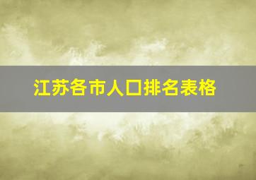 江苏各市人囗排名表格