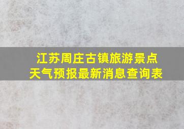 江苏周庄古镇旅游景点天气预报最新消息查询表