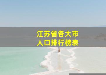 江苏省各大市人口排行榜表