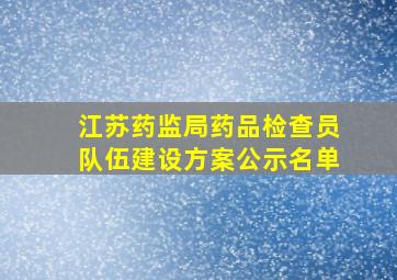 江苏药监局药品检查员队伍建设方案公示名单