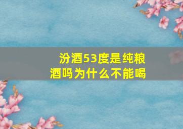 汾酒53度是纯粮酒吗为什么不能喝