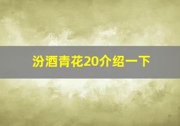 汾酒青花20介绍一下