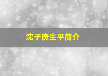 沈子庚生平简介