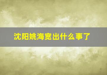 沈阳姚海宽出什么事了