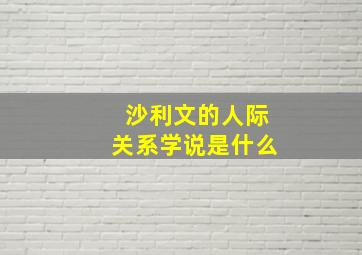 沙利文的人际关系学说是什么