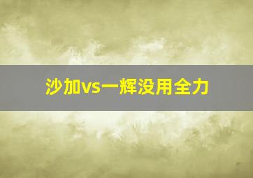 沙加vs一辉没用全力