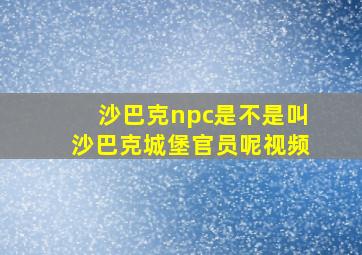 沙巴克npc是不是叫沙巴克城堡官员呢视频