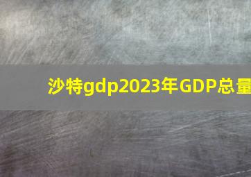 沙特gdp2023年GDP总量