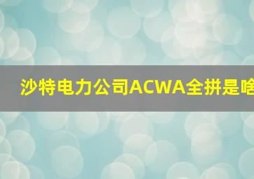 沙特电力公司ACWA全拼是啥