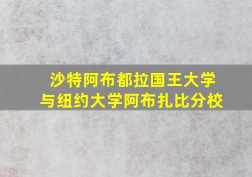 沙特阿布都拉国王大学与纽约大学阿布扎比分校