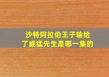 沙特阿拉伯王子输给了威猛先生是哪一集的